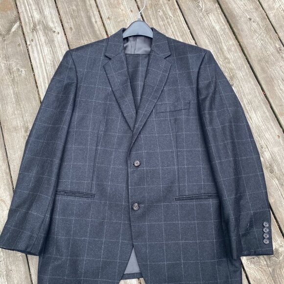 Vintage 90s Cashmere Wool Lauren Ralph Lauren Striped Suit Jacket 42R Pants 36R - Picture 8 of 16